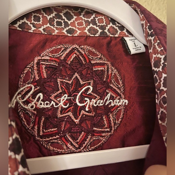 Red Robert Graham Casual Button Down Shirt Classic Fit - Picture 3 of 8